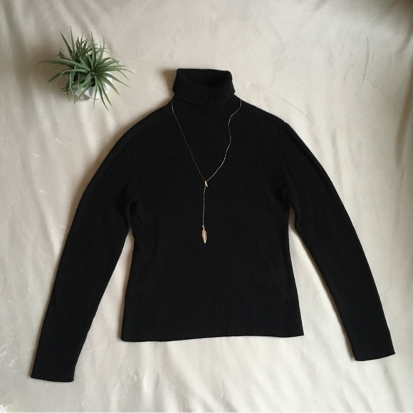 CASLON Black Cotton Long Sleeve Turtleneck - Picture 7 of 10